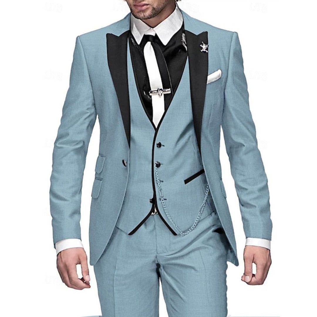 Toni - Three-Piece Linen Set for Men: Business Blazer, Vest, and Pants