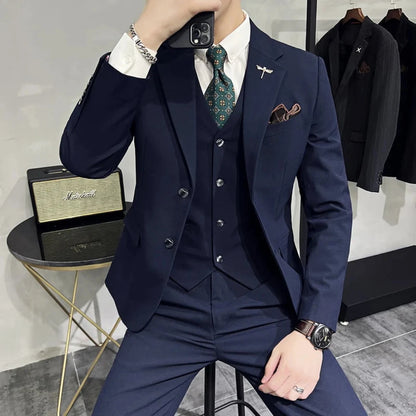 Elroy - 3-Piece Set for Men Featuring a Sleek Business Blazer, Vest, and Trousers