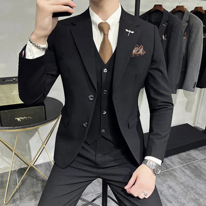 Elroy - 3-Piece Set for Men Featuring a Sleek Business Blazer, Vest, and Trousers